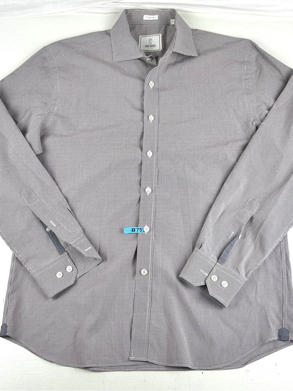 Todd Snyder Dress Shirt Mens 16 32/33 Brown Check Long Sleeve 2-Ply Cotton